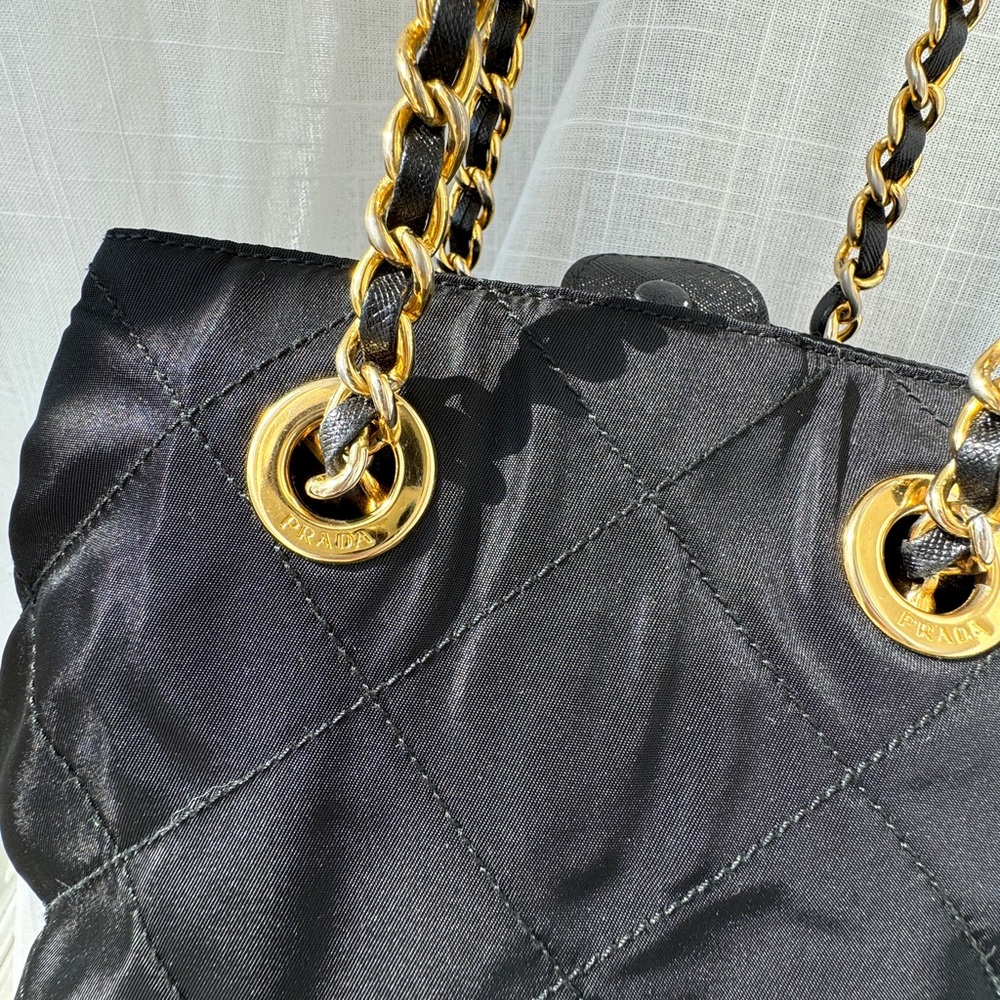 Prada Vintage Black Nylon Quilted Shoulder Bag - Picture 4 of 9